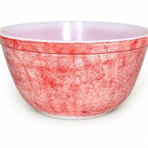 Pyrex 402 Mixing Bowl 1.5 Qt Pink Daisy Primary Colors Vintage Oven Ware Nesting